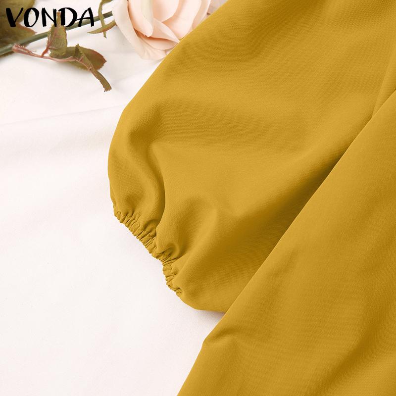 VONDA Women Summer Round Neck Short Sleeve Blouses