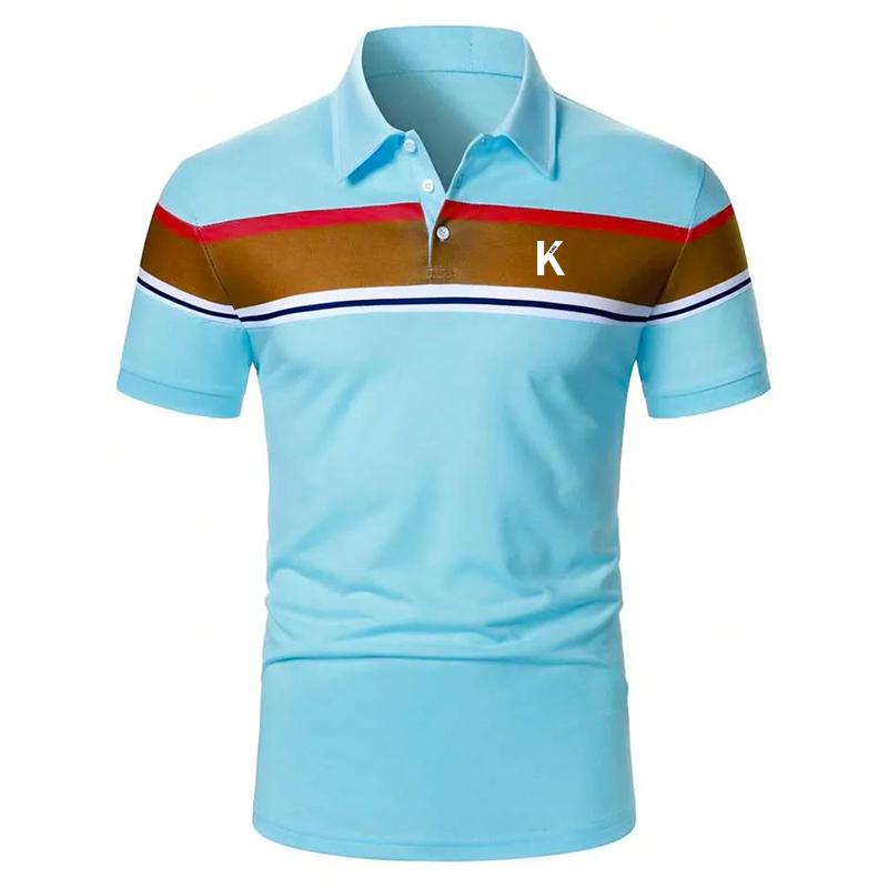 Летняя мужская одежда с коротким рукавом в полоску рубашка поло мужская повседневная эластичная рубашка поло для гольфа топы