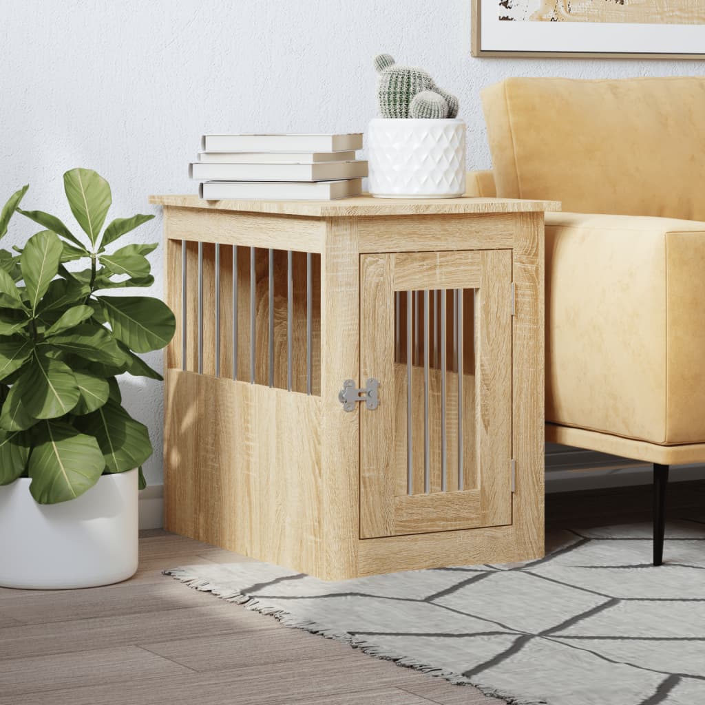 Wooden Style Dog Crate in Sonoma Oak Finish 45 x 62 x 59 cm Engineered Wood