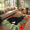 Cute Black White Rabbit Floral Area Rug Soft Non-Slip Carpet Bohemian Animal Print Floor Mat Vintage Bunny Decor Home Rug