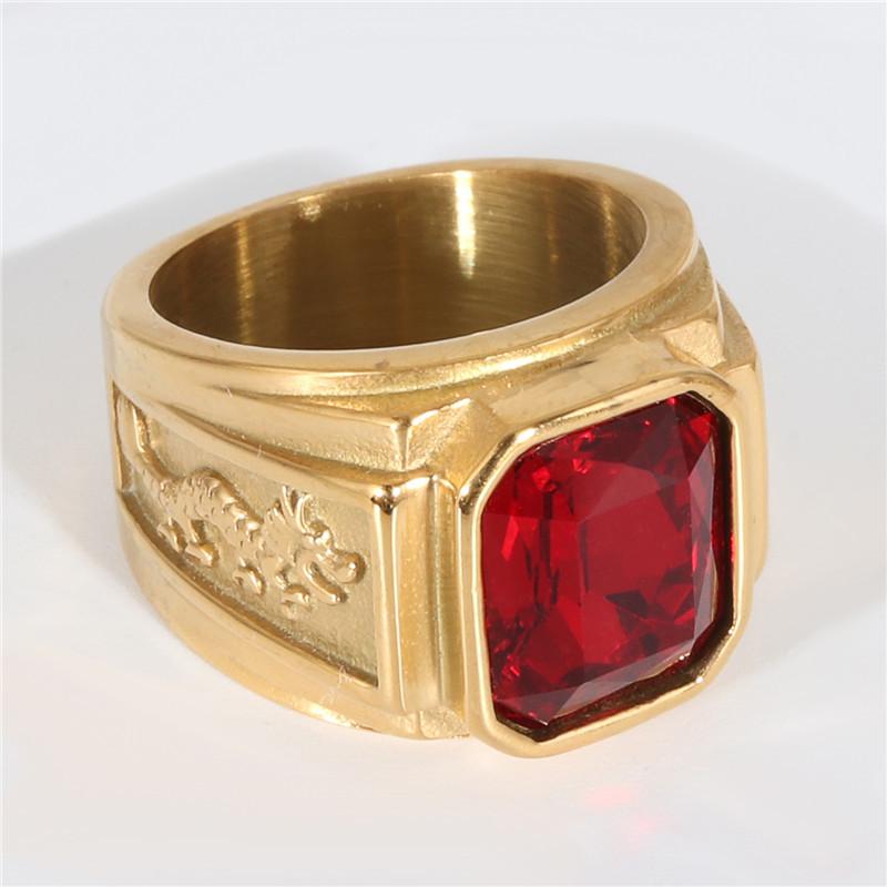 Ювелирное изделие Кольцо с двойным драконом из титановой стали в стиле панк, женское индивидуальное кольцо из нержавеющей стали с гравировкой и инкрустацией из квадратных драгоценных камней в виде дракона