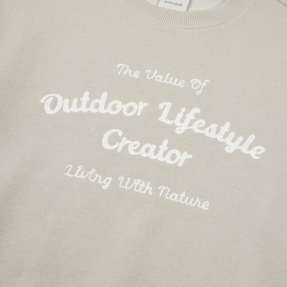 [Snowpeak] Land Women's Chain Lettering Sweatshirt Light Beige (S23FWFHT65)