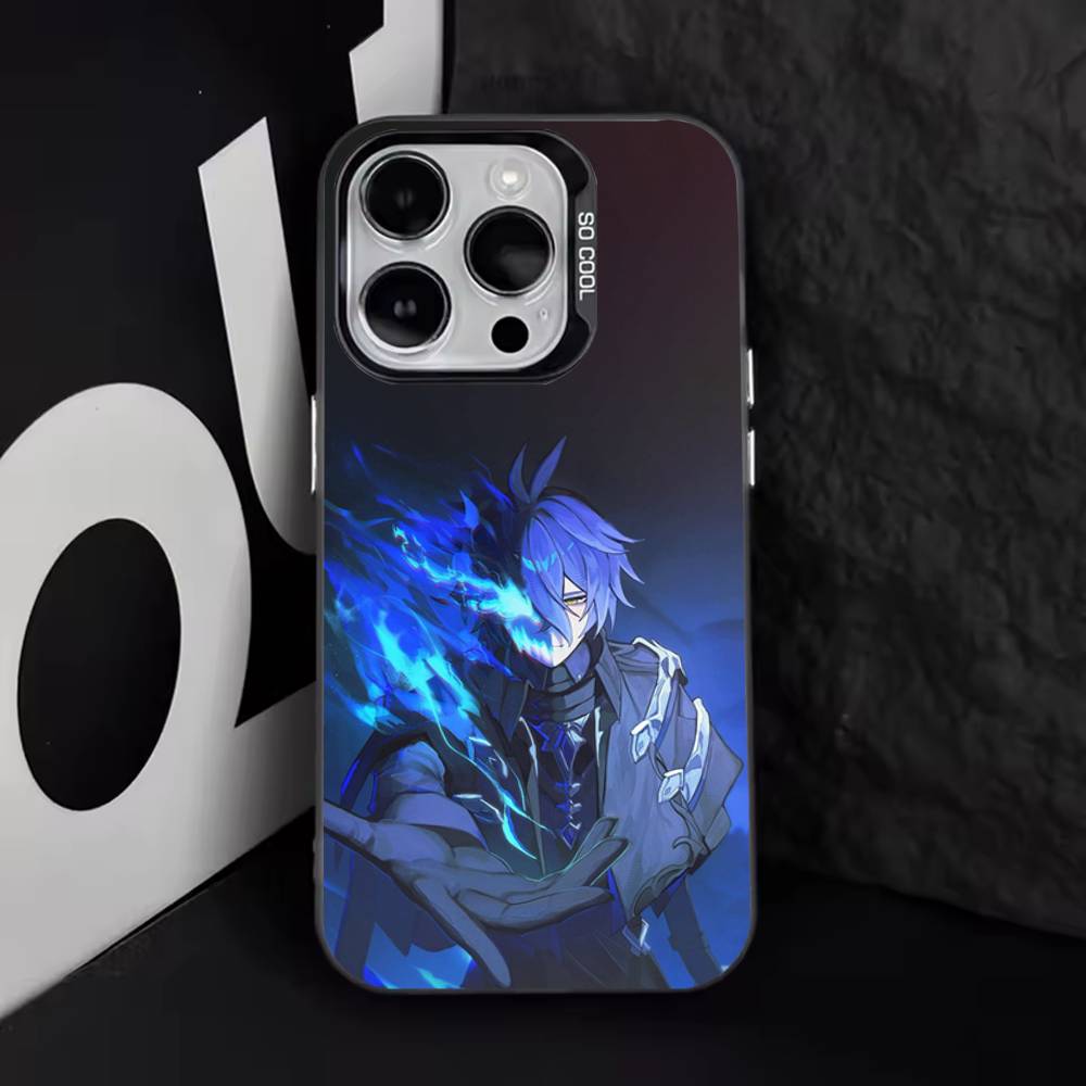 Чехол для телефона Genshin Impact F-Flins Для iPhone 17,16,15,14,13,12,11,Pro,Max,Plus,E,Air,Mini Черный ТПУ Чехол