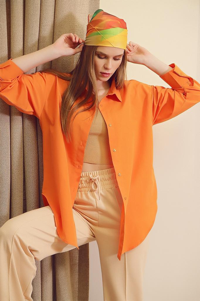 Women's Shirt New Season Fashion Steel Blue Oversize Long Woven Shirt