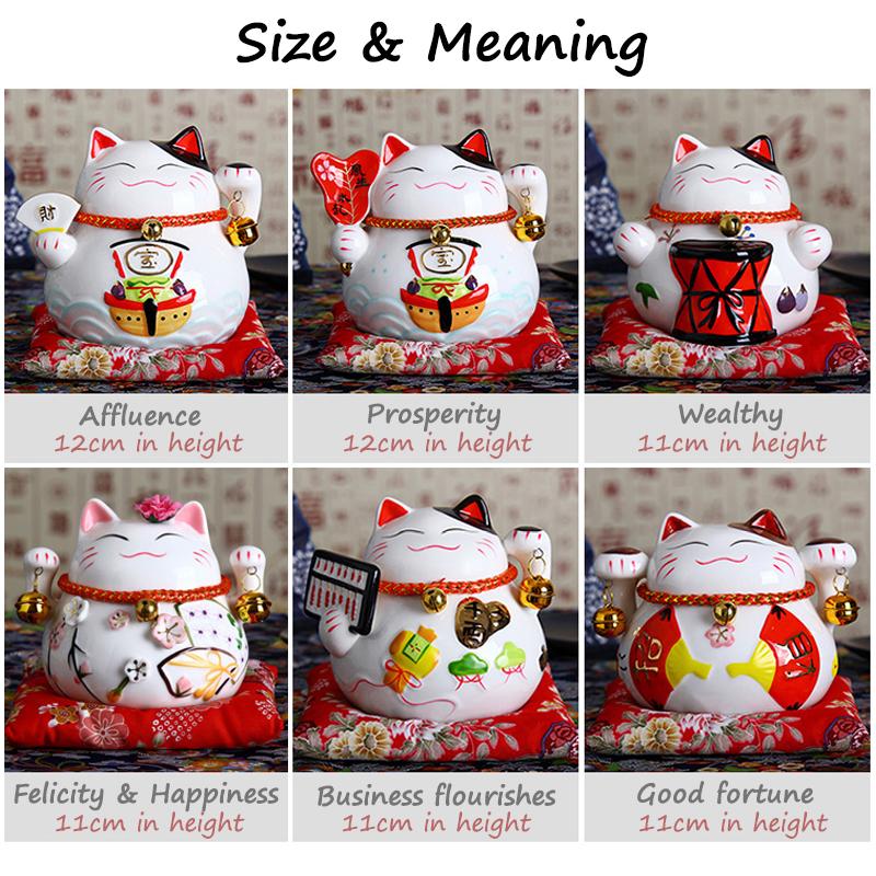 4.5 Inch Japanese Ceramic Lucky Cat Maneki Neko Home Decoration Ornaments Business Gifts Fortune Cat Money Box Feng Shui Craft