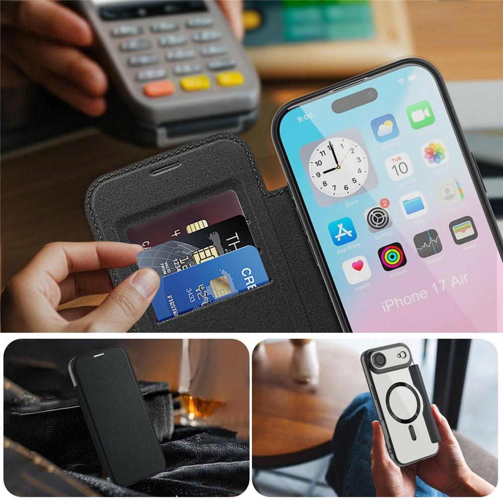 iPhone Air Flip Case, RFID Wallet MagSafe with Camera Protection, Black