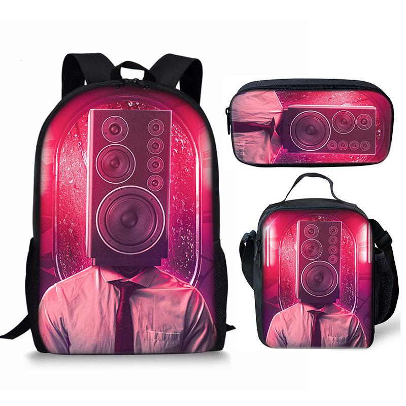 Skibidi toilet man schoolbag titan monitor man backpack satchel pencil case three-piece set