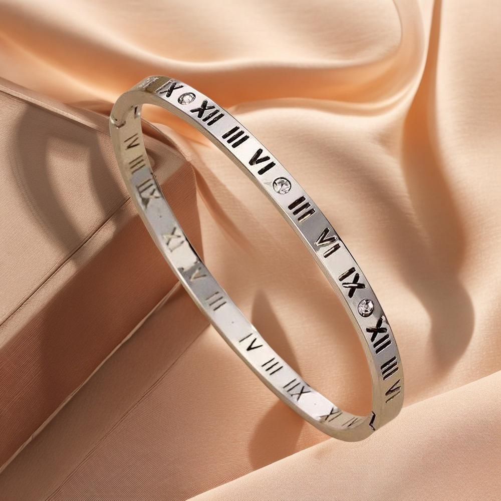 Женский роскошный браслет из нержавеющей стали: Гальванизированный титан, Полная бриллиантовая инкрустация, Европейско-американский стиль