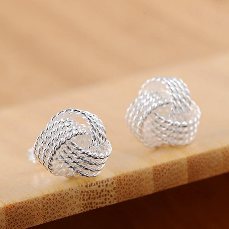 S925 Стерлингового Серебра Сетка Шар Комплект Ювелирных Изделий Мода Очарование Ожерелье Стад Набор Женский Свадебный