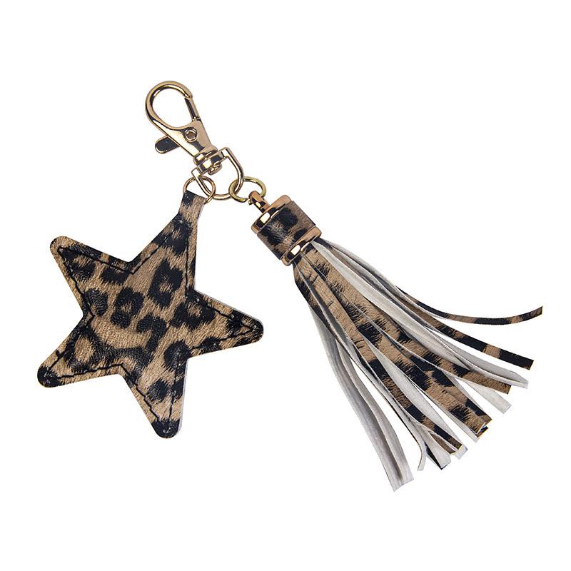 1PC Lobster Clasp Star Keyring Tassel Keychain Bag Pendant PU Leather Key Ring Women Girl