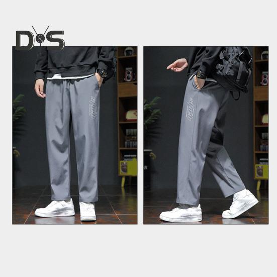 Мужские брюки весна-осень с боковыми карманами, эластичный пояс на шнурке, широкие тонкие брюки, однотонные свободные спортивные брюки в уличном стиле для повседневной работы