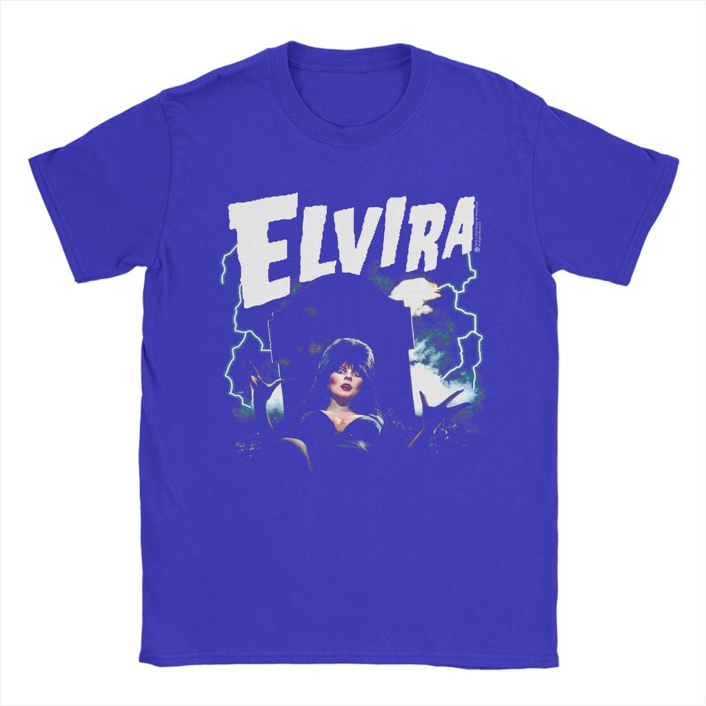 Elvira Mistress of The Dark Grave and Lightning Unisex TShirt Vintage Tees Short Sleeve Crewneck TShirts Cotton Plus Size Clothes