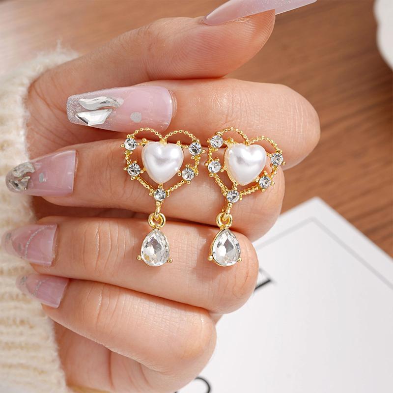 1 пара серег-подвесок с жемчугом, модные блестящие серьги-кисточки со стразами золотого цвета для женщин, аксессуары для вечеринок, подарок