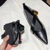 Fashion Retro Pointed Toe Soft Leather Flat Shoes Women Narrow Band Buckle Mary Jane Shoes Women Fashion Comfort Large Size Women Shoes