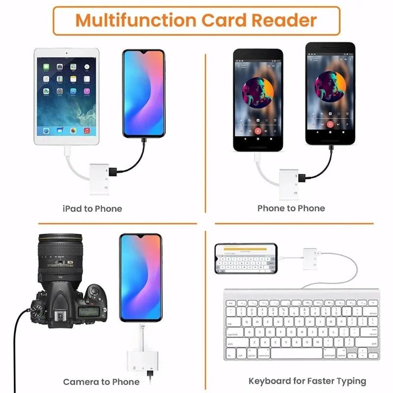 Адаптер 3 в 1 Typ-C для iPhone TF SD USB Картридер Картридер для смартфона Компьютера Автомобиля USB Type-C Адаптер