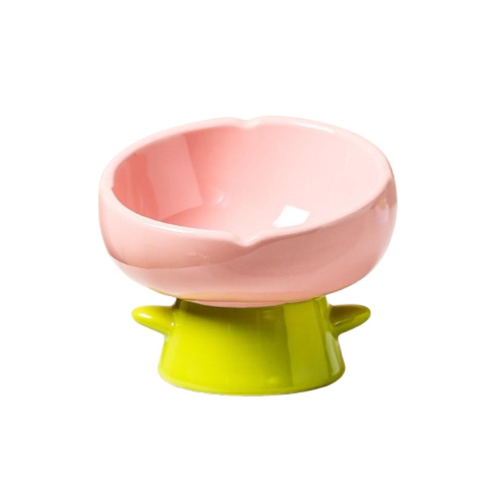 Simple Large-mouthed Ceramic Cat Bowl Flower Shaped Non-slip Anti-tipping Bowl Raised Design High Foot Bowl For Cats Dogs