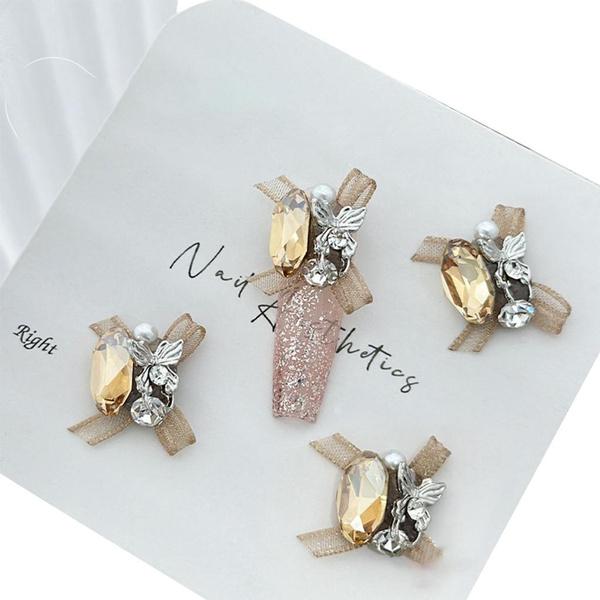 4 шт. Изысканные банты со стразами, чтобы добавить модности вашим ногтям для женщин и девочек ZHE