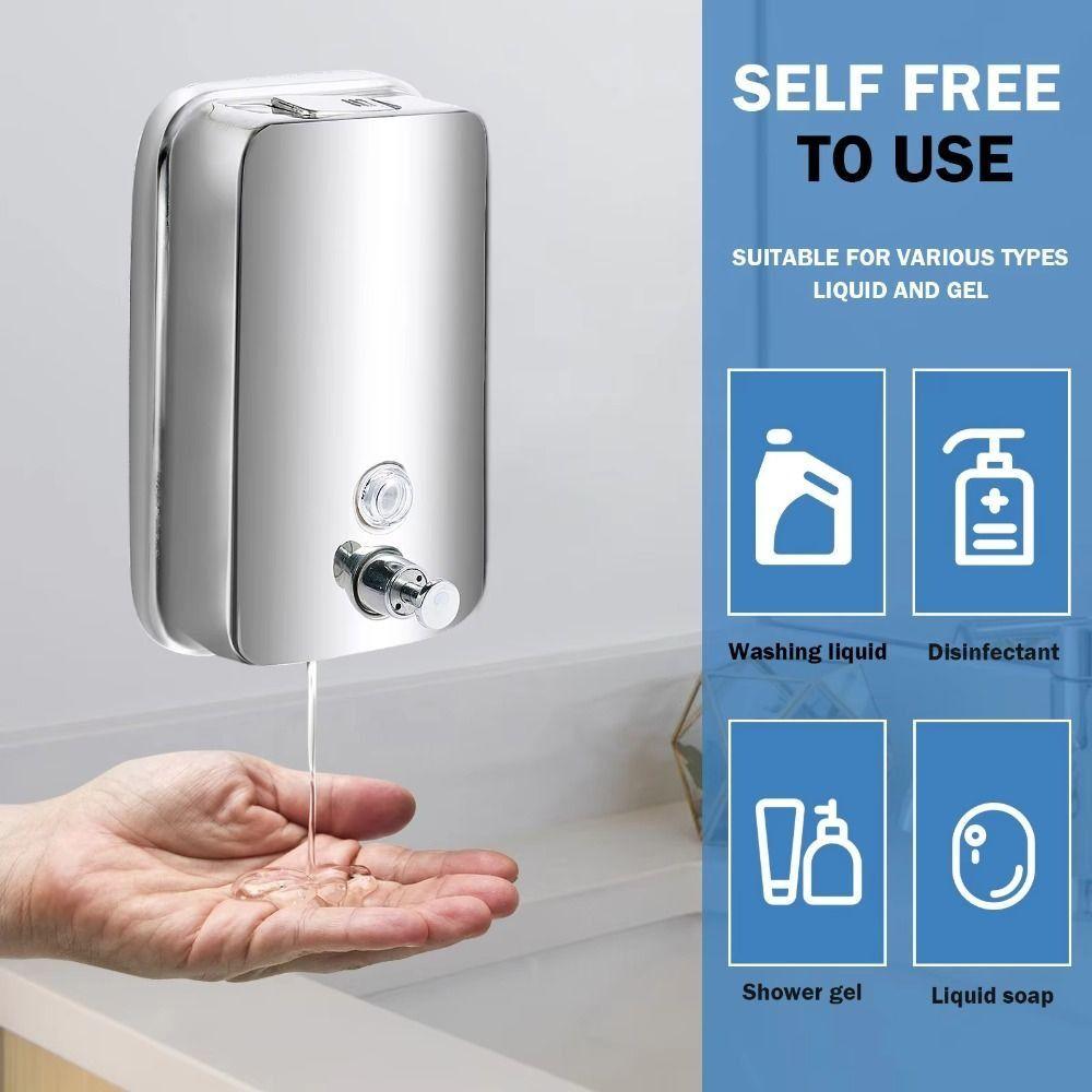 500/800/1000ml Bathroom Shampoo Dispenser Stainless Steel Manual Soap Dispenser for Toilet