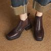 Fashion New Autumn Winter Genuine Leather Women Shoes Fashion Square Toe Boots for Women Chunky Heels Women Knight Boots Ankle Boots