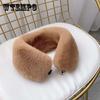 Women Hairy Fur Collar Scarf Fashion Autumn Winter Hidden Button Rabbit Fur Shawl Faux Fox Fur Faux Rabbit Fur Loop Scarf Warm
