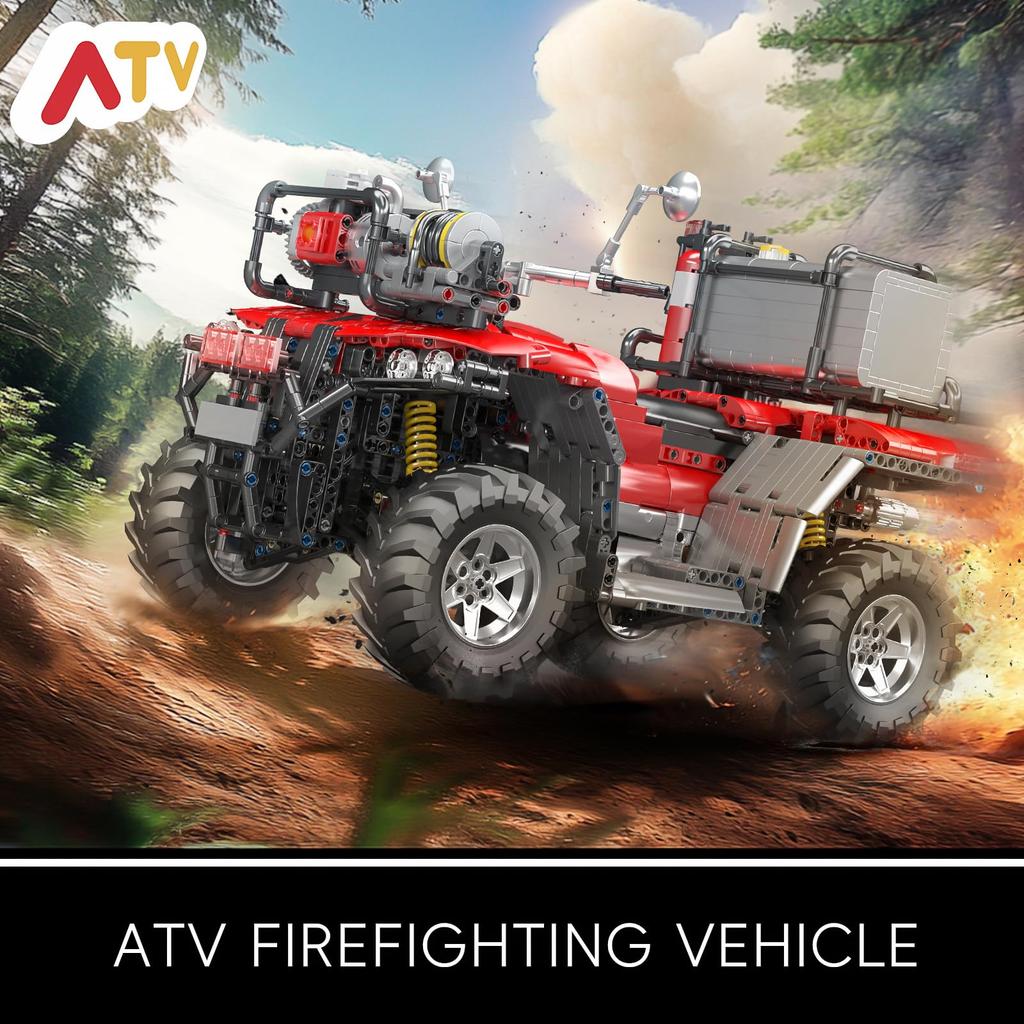 Mould King 23003 Пожарный спасательный мотоцикл Конструктор, 2100 деталей, Модель электрического мотоцикла с 4 моторами, Возраст 8+, Подарок для детей и взрослых