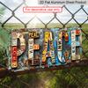 2D Flat Vintage Metal Sign/1pc/Outdoor Aluminium Decorative Sign (11.8×5.9inch)/"PEACE" Colorful Letter Scene/Retro Inspirational Wall Art for Cafe