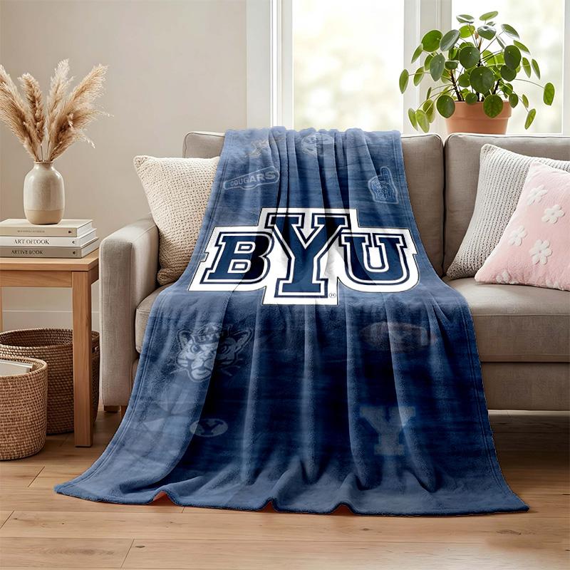 BYU Cougars blanket Flannel Blanket Soft Cozy Plush Throw for Sofa Bed Lightweight Home Decoration