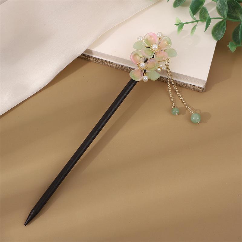 Заколка для волос с кисточкой в стиле эбони: Винтажное деревянное украшение для волос для женщин, идеально подходящее для простых причесок и украшений для старинных костюмов