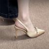 2025 новые туфли-лодочки с острым носком, французская сумка, сандалии, темпераментные красивые туфли на высоком каблуке цвета шампанского, женские шпильки