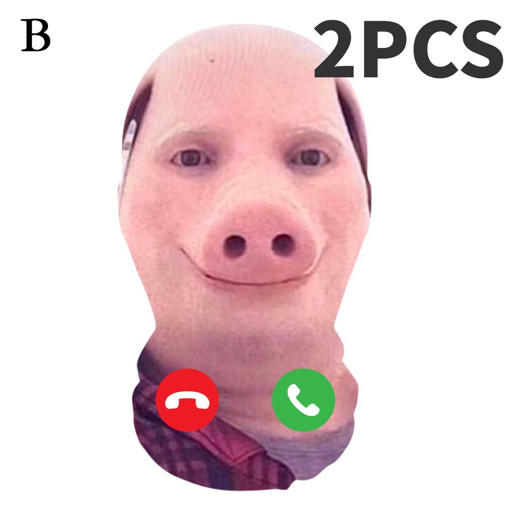 2PCS For John Pork Is Calling Interesting 3D Printed Seamless Mask John Pork Smiling Cosplay Facial Mask Party Cosplay Props