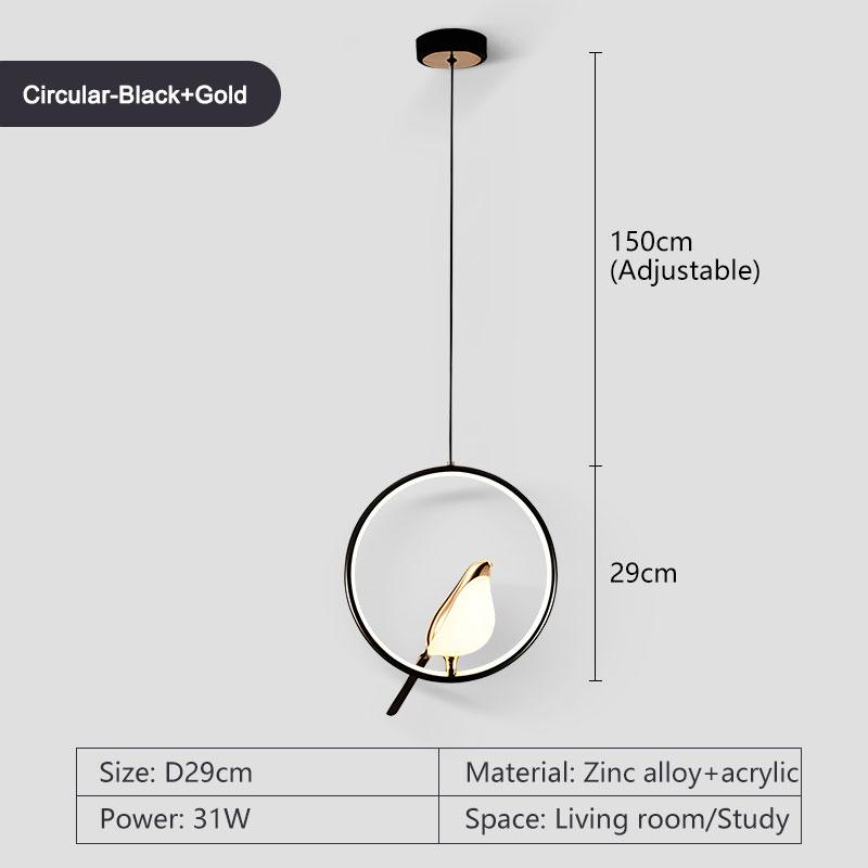 Rotatable Magpie Bird LED Pendant Light for Bedside Bedroom Indoor Gold Silver Hanging Lighting Chandelier Lamps Foyer AC85-265V