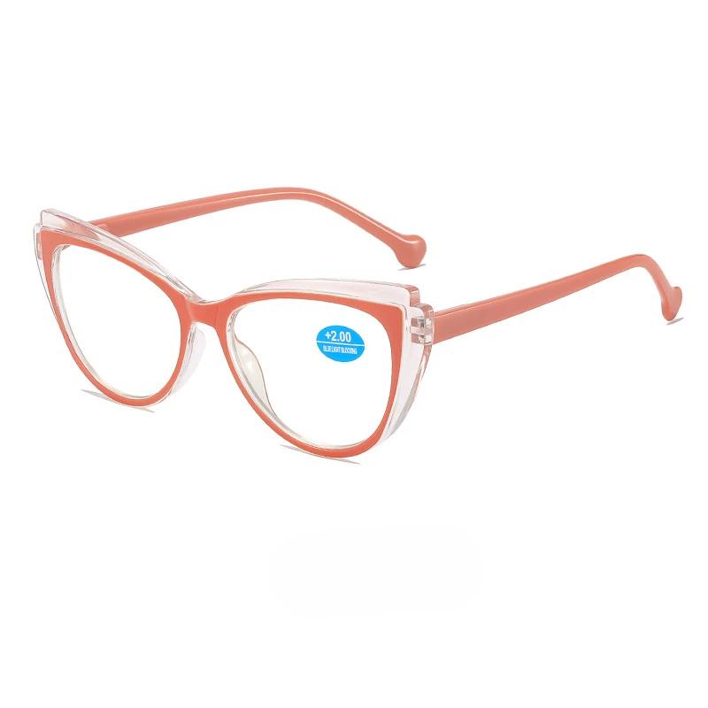New Fashionable Cat Eye Women'S Reading Glasses High Quality Light Luxury Style Neutral Anti Blue Light Presbyopia Glasses