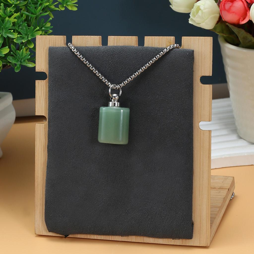 1Pc Healing Crystal Perfume Bottle Necklace Pendant Flat Cylinder Charm Silver Chain Necklaces for Women Jewellery 30x18mm