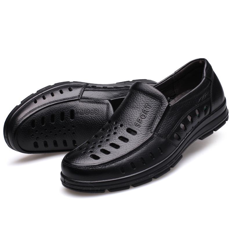 Модная обувь из натуральной кожи, мужские летние сандалии, полые мужские сандалии, мужская брендовая повседневная обувь, мужские мокасины H554