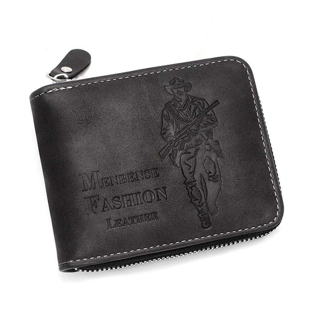 Men's Tri-Fold Embossed Hunter Wallet with Chain and Multi-Card Slots