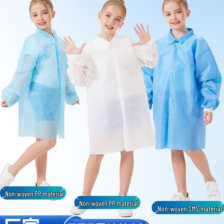 Детский одноразовый халат для научных экспериментов - Защитный комбинезон из нетканого материала для рисования и школьных занятий