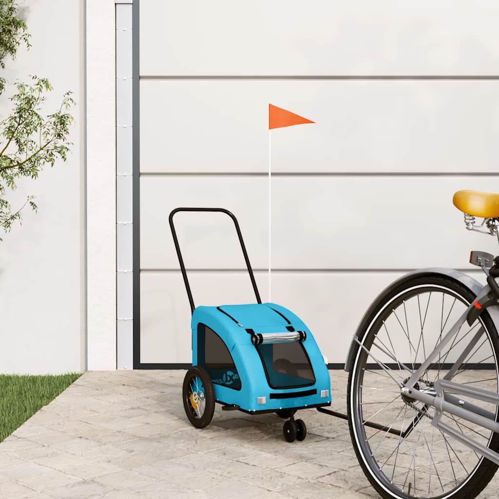 Bicycle Trailer for Dogs Blue Oxford Fabric and Iron