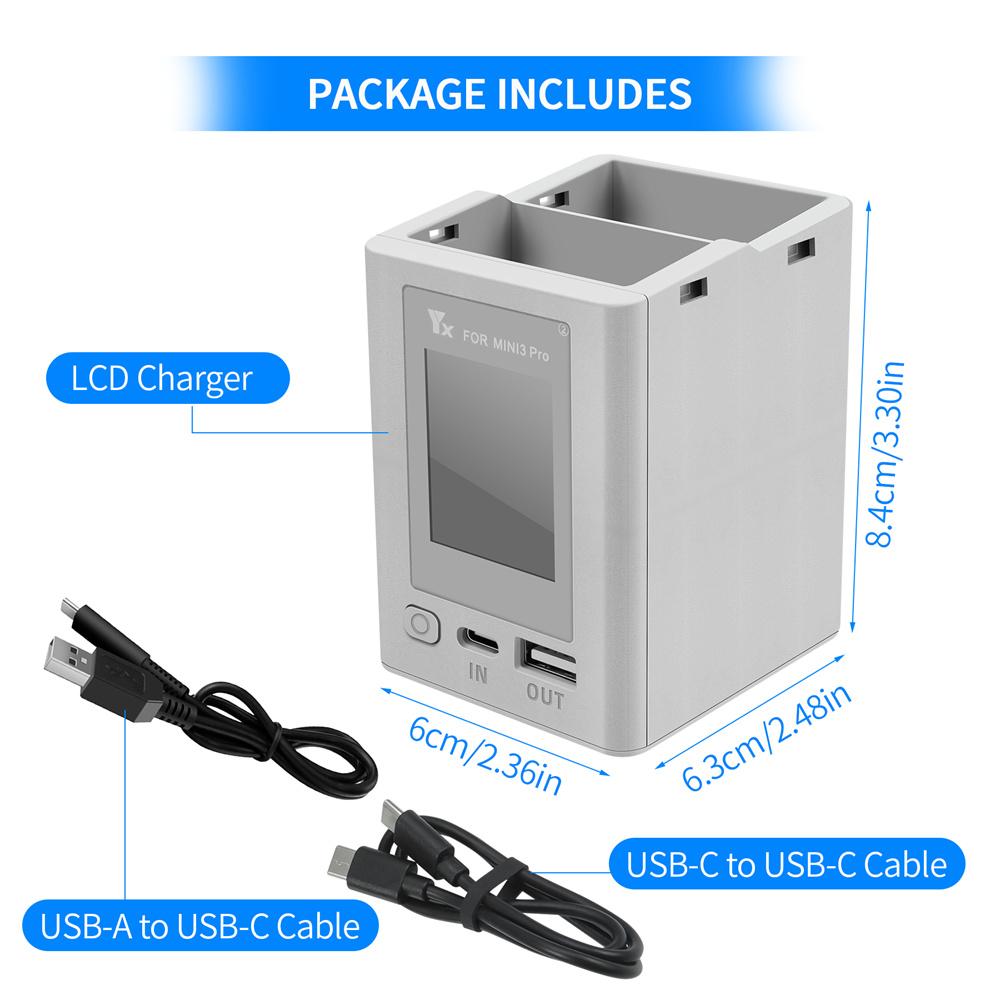 For Mini 4 Pro Battery Charger for DJI Mini 4 Pro Mini 3 Pro Accessory Series Two-Way Charging Hub Dual Batteries Rapid Charging