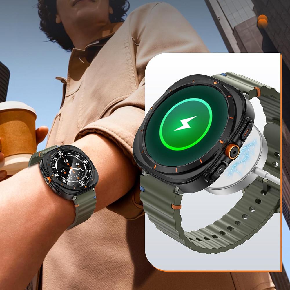 2in1 Case + Tempered Glass for Samsung Galaxy Watch 7 44mm, Black