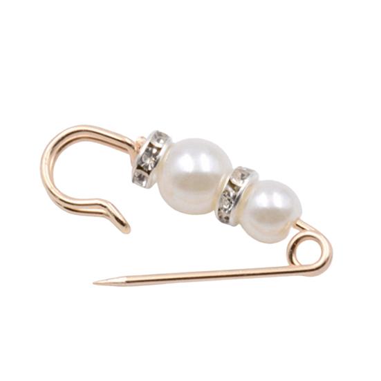 Flower Shape Anti-Exposure Women Brooch Pin Shining Rhinestone Faux Pearls Safety Pin Costume Accessories