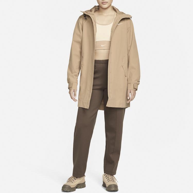 Nike Женская Парка с капюшоном и тканым логотипом Коричневая DM6246-200