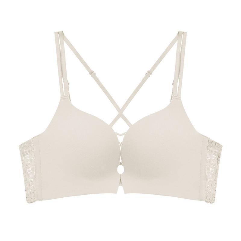 Весенне-летний новый бюстгальтер с пряжкой спереди, нижнее белье со сборками и кружевом сзади, удобный бюстгальтер без маркировки