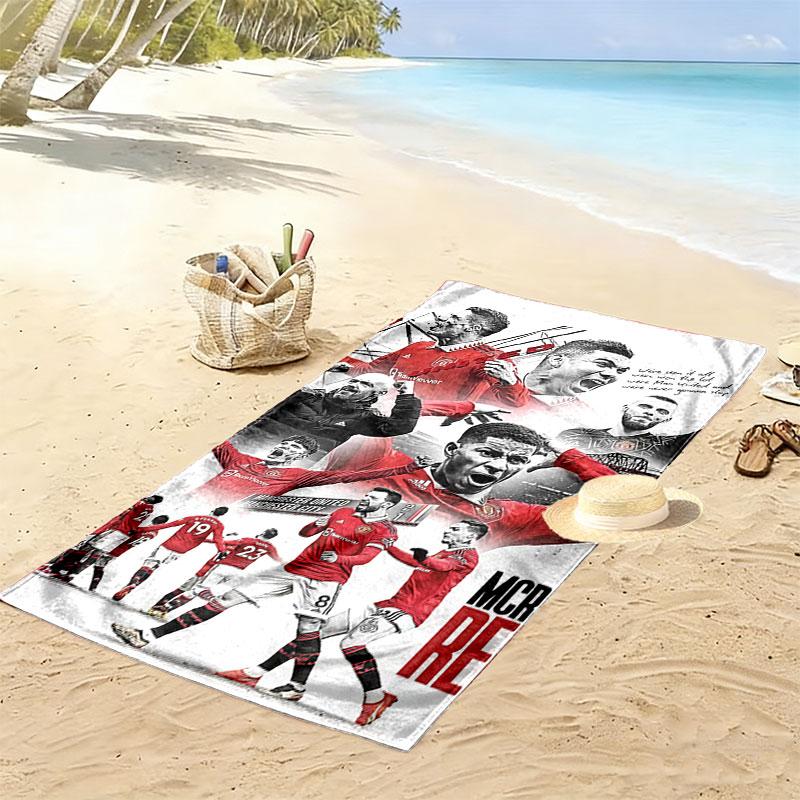 ManUtd Print Beach Towel, Large Soft Quick Dry Towel for Beach Camping Swimming