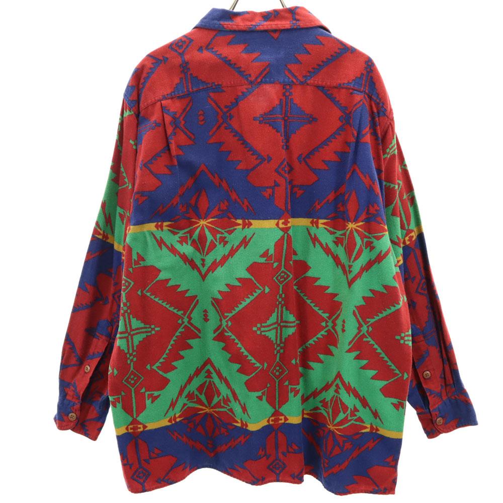RALPH LAUREN COUNTRY 90s Polo Country Old native pattern Long sleeve Flannel shirt Men's Used