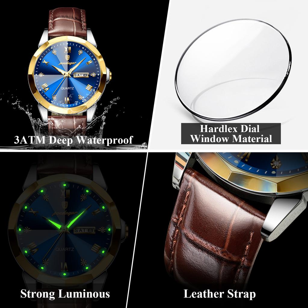 New Leather Business Watch Men Warterproof Sports Mens Watch Top Brand Luxury Clock Male Quartz Wristwatch