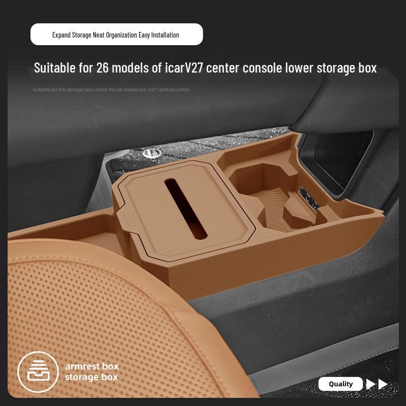 Fits 26 Chery ICAR V27 Models: Center Console Lower Storage Box Organizer & Specialty Car Accessories