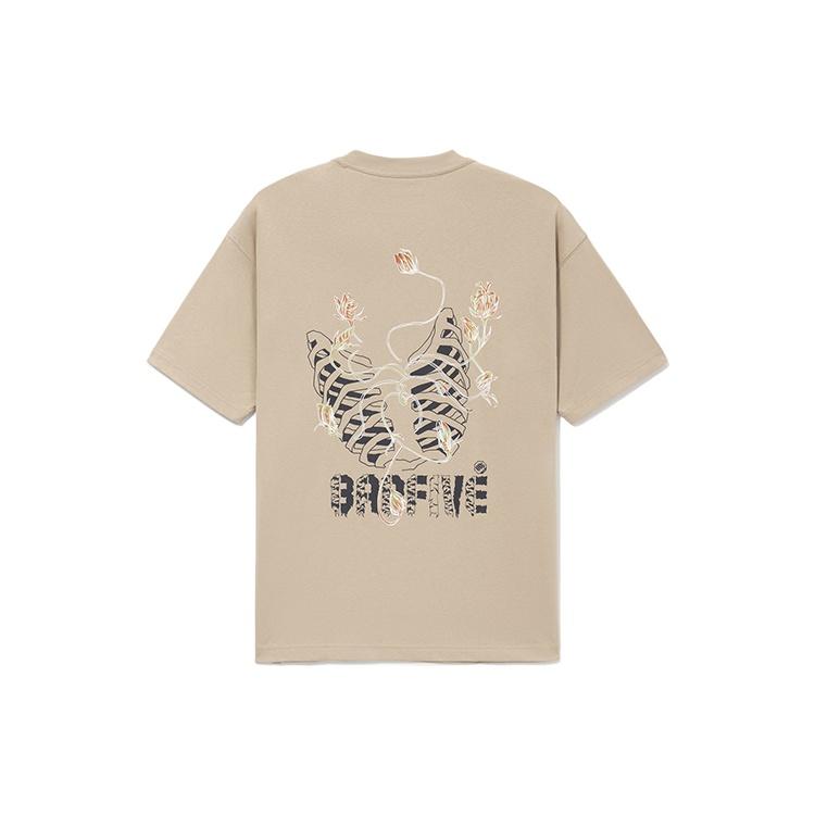Li-Ning BADFIVE Лимитированная серия Мультяшный узор Свободный Круглый вырез Короткий рукав 'Tan' Мужской AHSS037-3