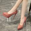 Мода 2024Женские туфли-лодочкиНовые Каблук Заостренный Водонепроницаемая платформа Мелкий вырез Вечерние туфли Мода Темперамент Шпильки
