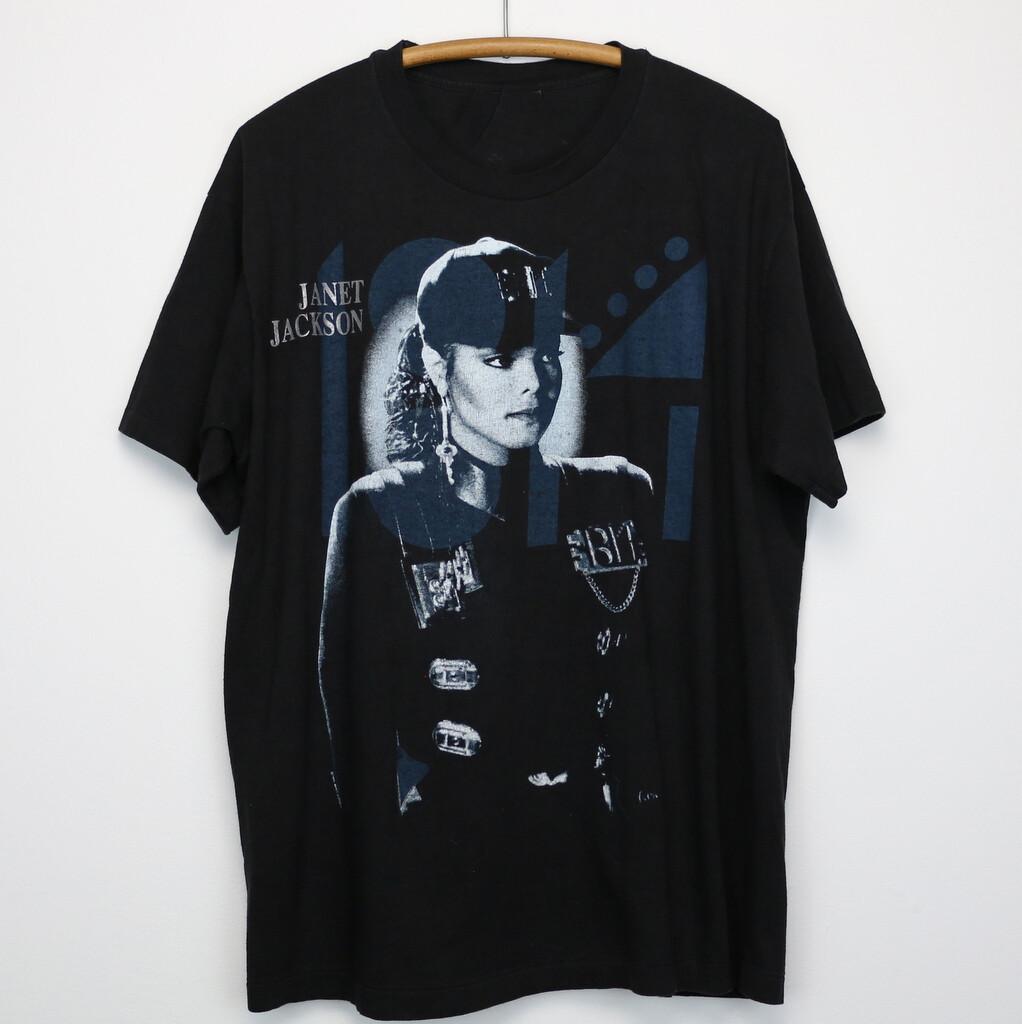 1990 Джанет Джексон Тур Rhythm Nation Футболка Унисекс Черная Футболка