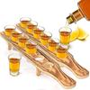 Wine Glass Rack 6 Small Wine Glasses Wooden Wine Holder Shot Serving Tray for Whiskey Vodka Tequila Good Helper for Parties Bar Restaurant Wedding